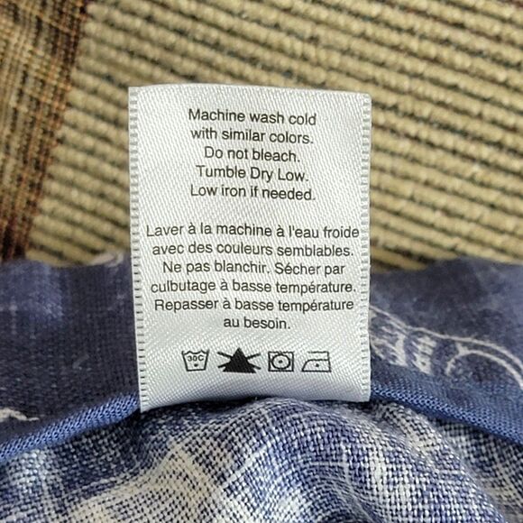 Coldwater Creek Pants Womens 16 Seashell Blue 100% Linen Wide Leg Elastic Waist - Picture 12 of 12